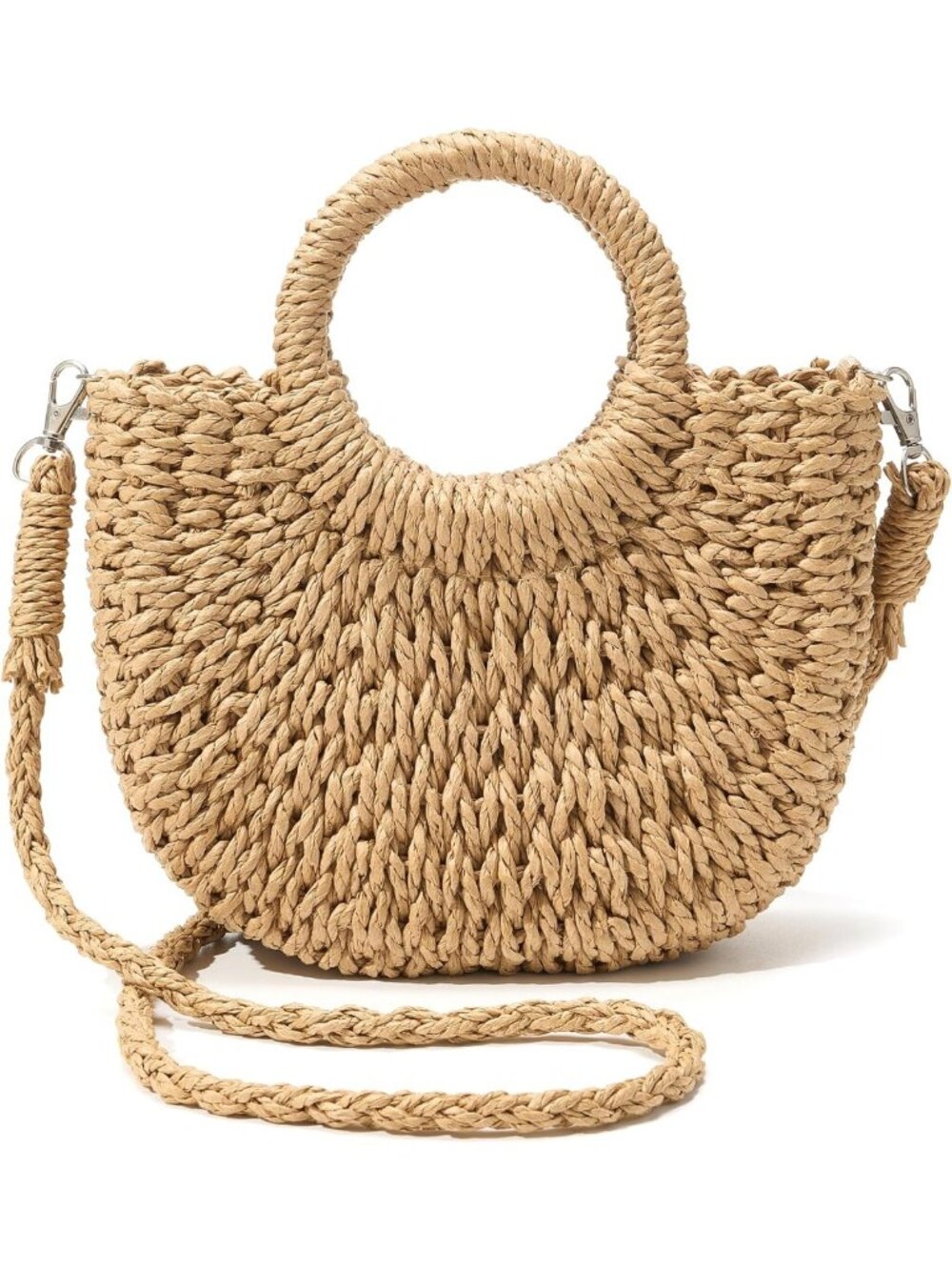 Handmade Straw Beach Tote Bag for Women | Boho Crossbody Purse & Travel Handbag